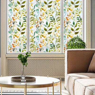 Color Leaf Pattern Privacy Window Film - 1pc 17.7x45.6