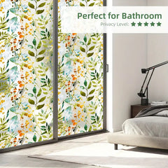 Color Leaf Pattern Privacy Window Film - 1pc 17.7x45.6"