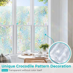Holographic Window Privacy Film - Crocodile Grain Design