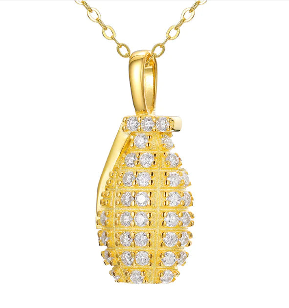Silver Moissanite Grenade Pendant Necklace