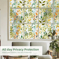 Color Leaf Pattern Privacy Window Film - 1pc 17.7x45.6"