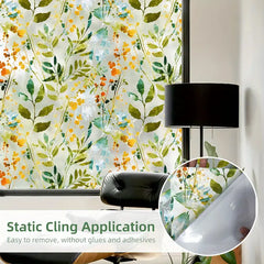 Color Leaf Pattern Privacy Window Film - 1pc 17.7x45.6"