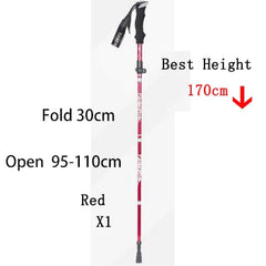 Outdoor Fold Trekking Pole Camping Portable Walking Hiking Stick