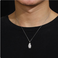 Silver Moissanite Grenade Pendant Necklace