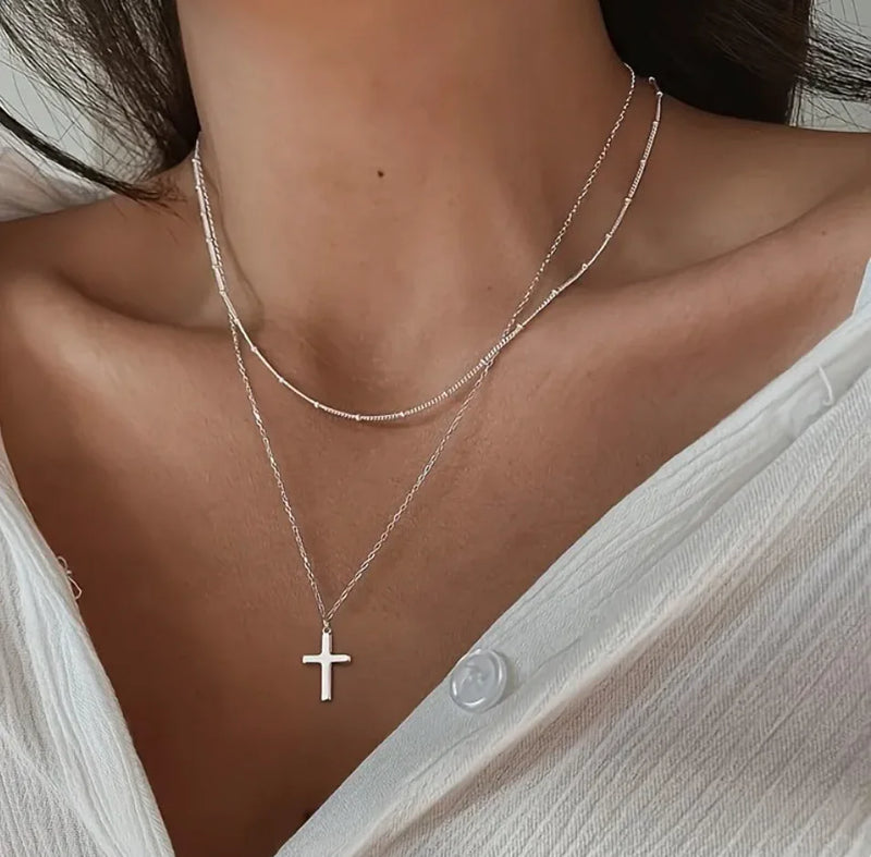 Silver Plated Cross Pendant Necklace